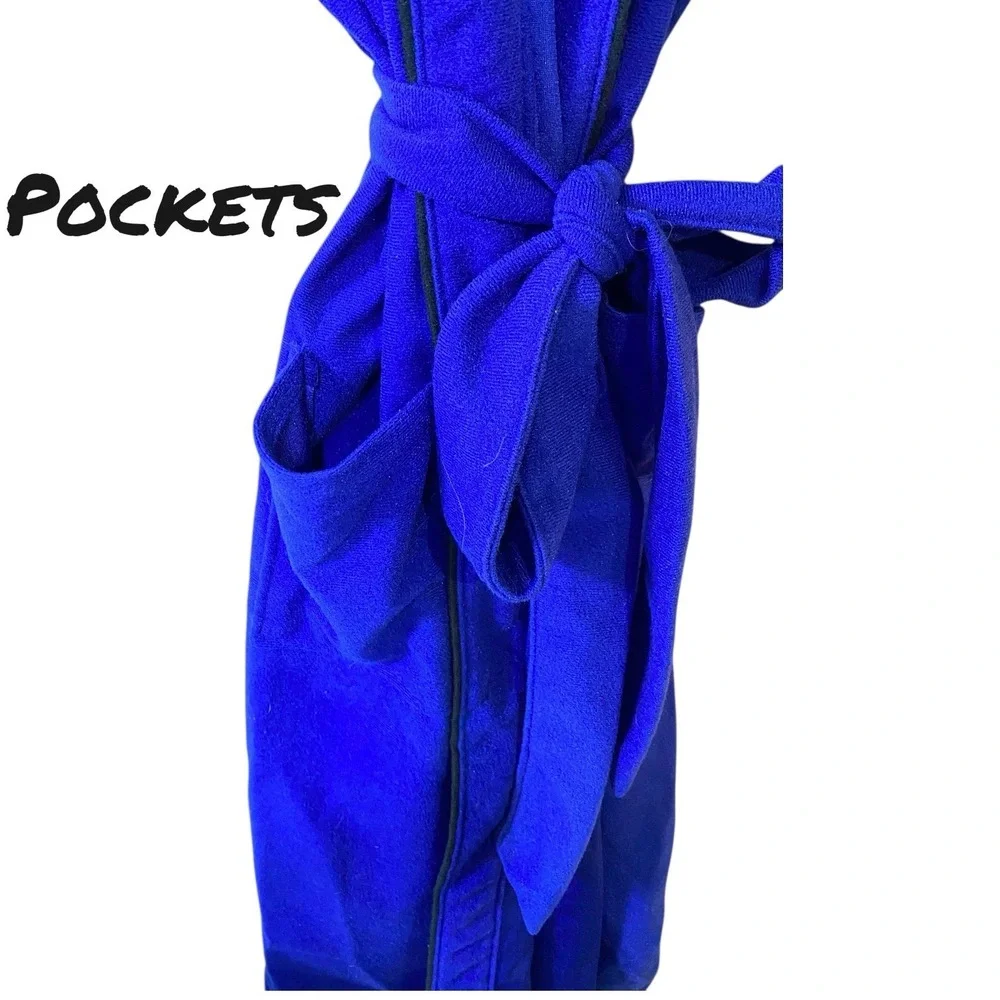 VTG Harcourt Robe Mens OS Royal Blue Tie Belt USA Made Pockets Soft Fleece Lined